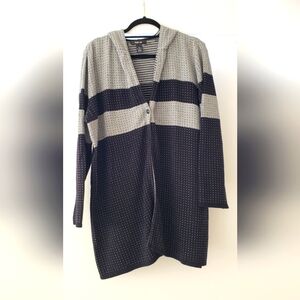 100% Cotton Hooded Open Front Long Cardigan